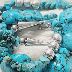 Kingman Turqouise Sterling Collar Necklace 21"